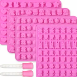 Diverse Animal & Fruit Silicone Chocolate Candy Making Molds, Gummy Mold, Food Grade Silicone, 4 Pcs