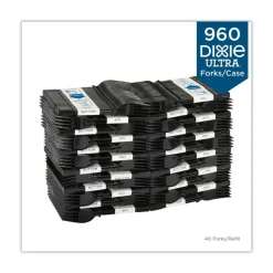 Dixie SmartStock Tri-Tower Mediumweight Polystyrene Dispensing Fork - Black (960/Carton)