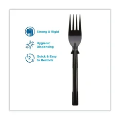 Dixie SmartStock Tri-Tower Mediumweight Polystyrene Dispensing Fork - Black (960/Carton)