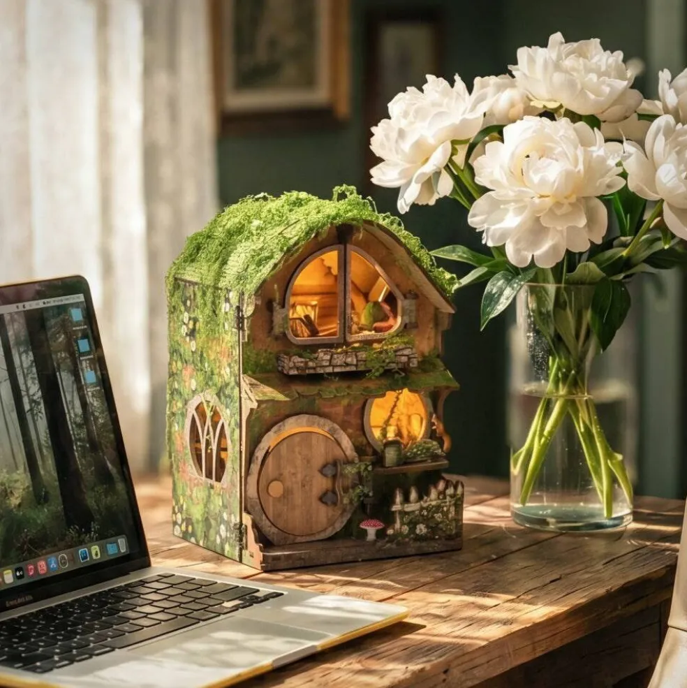 DIY Book Nook Kit - Woodland Daisy Cabin