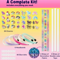 DIY Unicorn Girls Headbands Kit for Ages 4-10: 6 Magical Craft Headbands with Charms, Glitter & Glue for Birthday, Easter, & Party Gifts