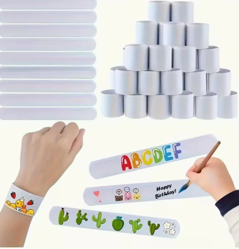 DIY White Slap Bracelets for Kids, Blank Decorate-Your-Own Craft, 12 Pc