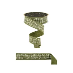 D'Lux Moss Green Knit Ribbon 1.5 Inch x 10 Yards-LX329152