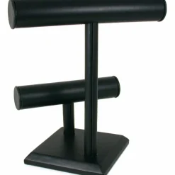 Double T Bar Black Leatherette Display Jewelry Stand