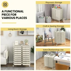 20 Drawer Storage Cart with Wheels, Rolling Organizer Cabinet with Clear Plastic Drawers, Multi Purpose Craft Supply Office Home Storage Organizer