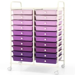 20 Drawer Storage Cart with Wheels, Rolling Organizer Cabinet with Clear Plastic Drawers, Multi Purpose Craft Supply Office Home Storage Organizer