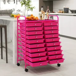 20 Drawer Storage Cart with Wheels, Rolling Organizer Cabinet with Clear Plastic Drawers, Multi Purpose Craft Supply Office Home Storage Organizer