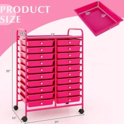 20 Drawer Storage Cart with Wheels, Rolling Organizer Cabinet with Clear Plastic Drawers, Multi Purpose Craft Supply Office Home Storage Organizer