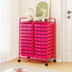 20 Drawer Storage Cart with Wheels, Rolling Organizer Cabinet with Clear Plastic Drawers, Multi Purpose Craft Supply Office Home Storage Organizer