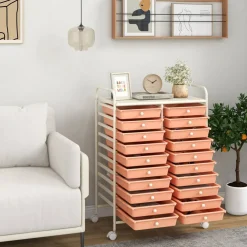 20 Drawer Storage Cart with Wheels, Rolling Organizer Cabinet with Clear Plastic Drawers, Multi Purpose Craft Supply Office Home Storage Organizer