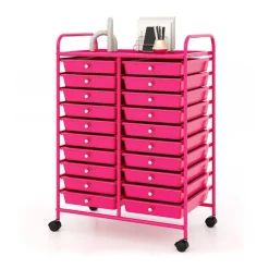 20 Drawer Storage Cart with Wheels, Rolling Organizer Cabinet with Clear Plastic Drawers, Multi Purpose Craft Supply Office Home Storage Organizer