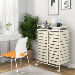 20 Drawer Storage Cart with Wheels, Rolling Organizer Cabinet with Clear Plastic Drawers, Multi Purpose Craft Supply Office Home Storage Organizer