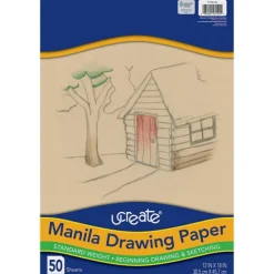 Drawing Paper, Manila, Standard Weight, 12" x 18", 50 Sheets