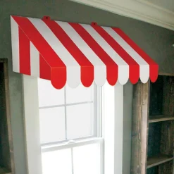 3-D Red & White Awning Party Wall Decoration
