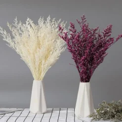 Dried Flowers Bouquet, Dry Caspia Flower Bundle, Floral Lavender, Babys Breath Flowers Arrangements for Wedding Decor, Door Wreath, Home Party Table Vase Decoration (White, 17'')