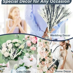 Dried Lavender & Wheat Flowers Bundle - 17'' Real Fresh Preserved Lavender Flowers and White Wheat Plants Bouquet Hand Tied Fall Wedding, Fragrance Home Vase Decor