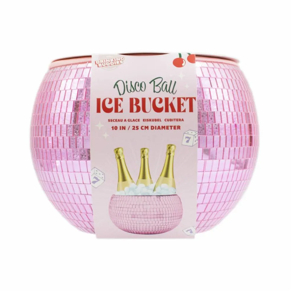 9.25" Drinking Buddies Pink Disco Ball Ice Bucket