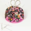 Dritz® Black & Pink Floral Pin Cushion with Scissors