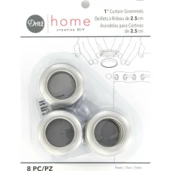 DritzĀ® Home Pewter 1" Round Curtain Grommets, 8ct.
