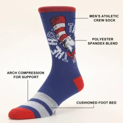 Dr Seuss Lorax, Oh The Places and Cat Mens Athletic Crew Socks 3 Pack