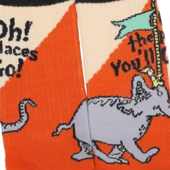 Dr Seuss Lorax, Oh The Places and Cat Mens Athletic Crew Socks 3 Pack