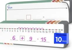Dry Erase Number Line Sheets 4”x12” – Reusable Flexible Whiteboard Math Manipulatives for Fractions & Number Practice (10-Pack Classroom Set)