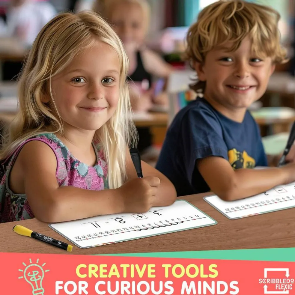 Dry Erase Number Line Sheets 4”x12” – Reusable Flexible Whiteboard Math Manipulatives for Fractions & Number Practice (10-Pack Classroom Set)