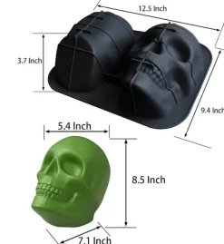 3D Skull Cake Mold Silicone Pan for Halloween Cake, Chocolate, Ice Cream & Gelatin