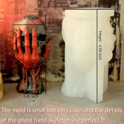 3D Skull & Ghost Hand Silicone Candle Molds – Epoxy Resin, Soap, and Candle Making Mold for Halloween, Aromatherapy, DIY Crafts