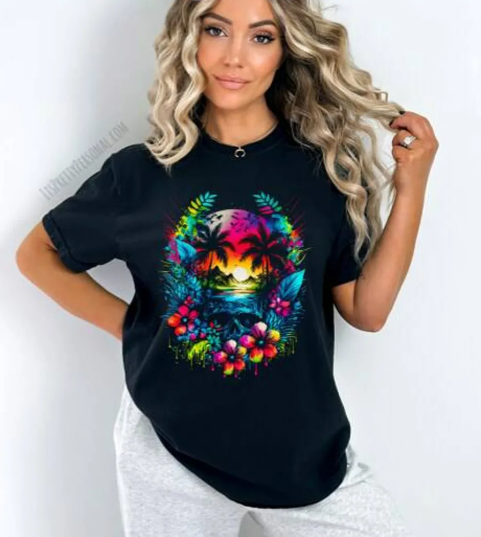 #213 DTF Print- Neon Summer - Half Tone (FOR BLACK SHIRTS ONLY)