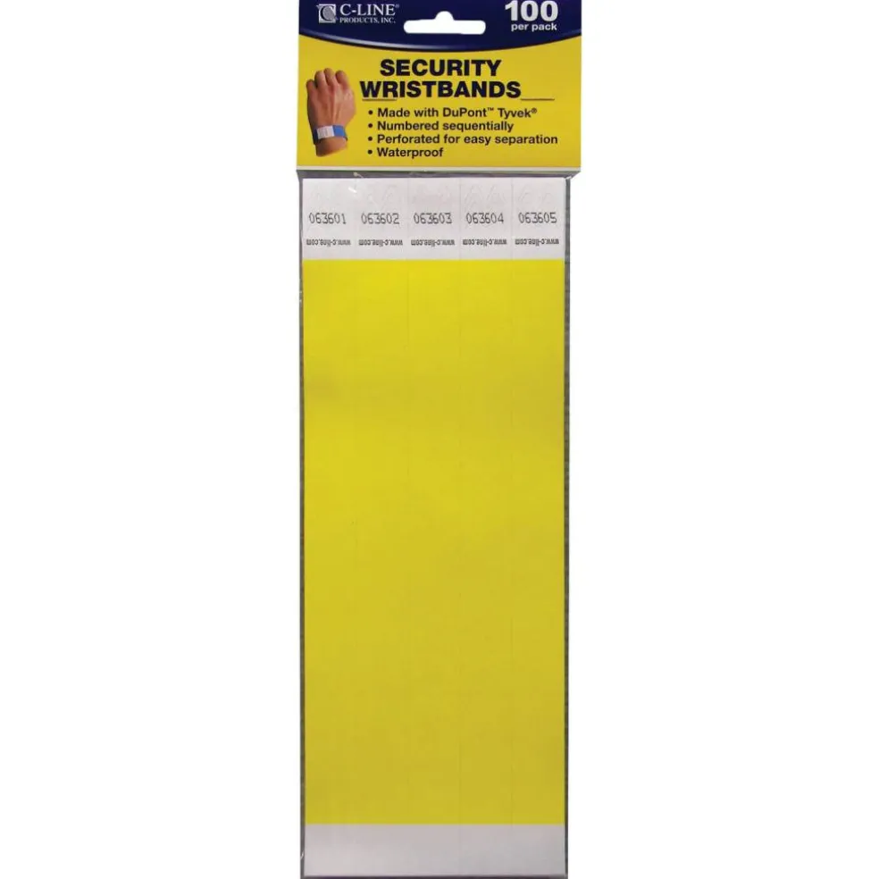 DuPont™ Tyvek® Security Wristbands, Yellow, Pack of 100