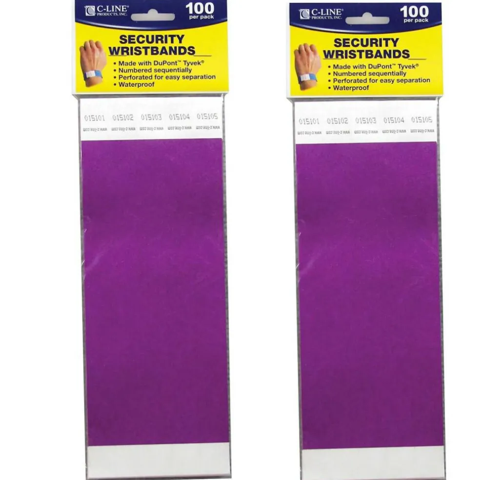 DuPont™ Tyvek® Security Wristbands, Purple, 100 Per Pack, 2 Packs