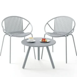 Durable All-Weather Patio Set with Round Coffee Table & Two Chairs