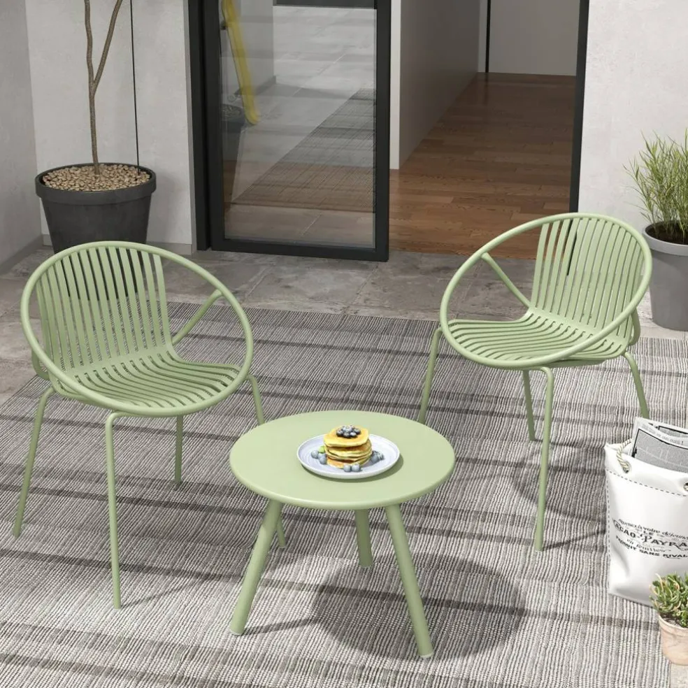 Durable All-Weather Patio Set with Round Coffee Table & Two Chairs