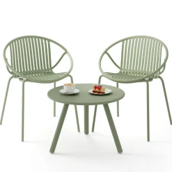 Durable All-Weather Patio Set with Round Coffee Table & Two Chairs