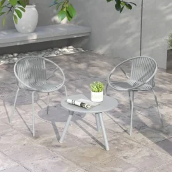 Durable All-Weather Patio Set with Round Coffee Table & Two Chairs