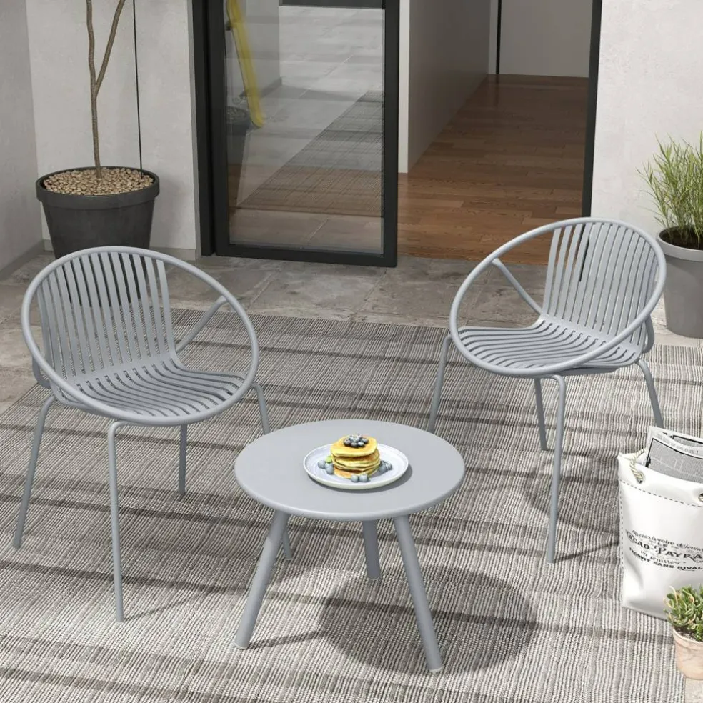 Durable All-Weather Patio Set with Round Coffee Table & Two Chairs