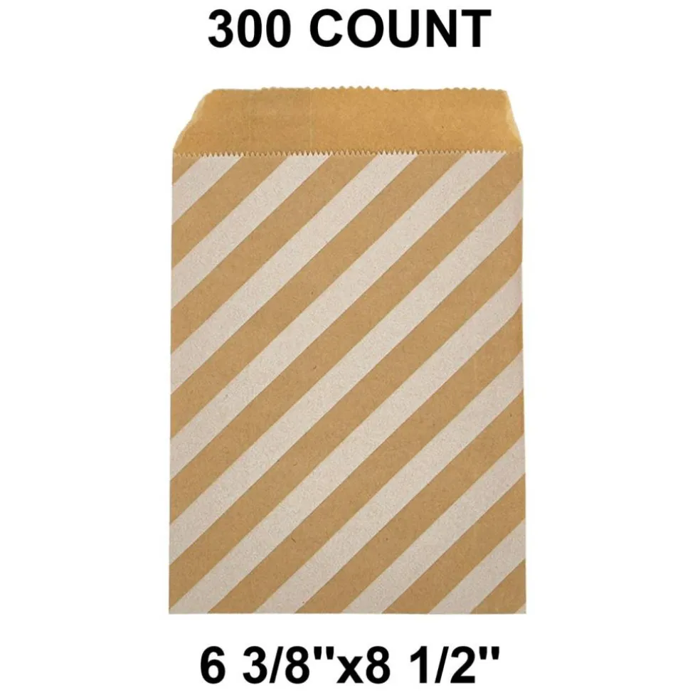 Durable White Paper Merchandise Bags 6 3/8" x 8 1/2"