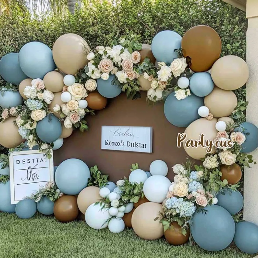 Dusty Blue Brown Balloon Arch Kit (Dusty Baby Blue Brown)
