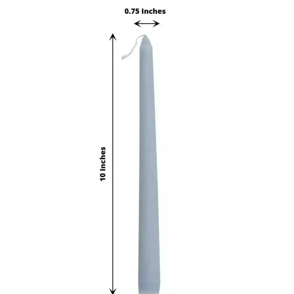 60 Dusty Blue Premium 10" Taper Candles Unscented