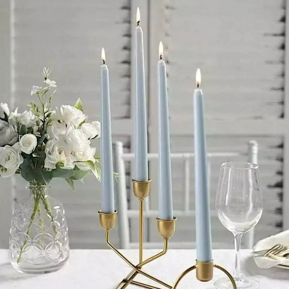 60 Dusty Blue Premium 10" Taper Candles Unscented