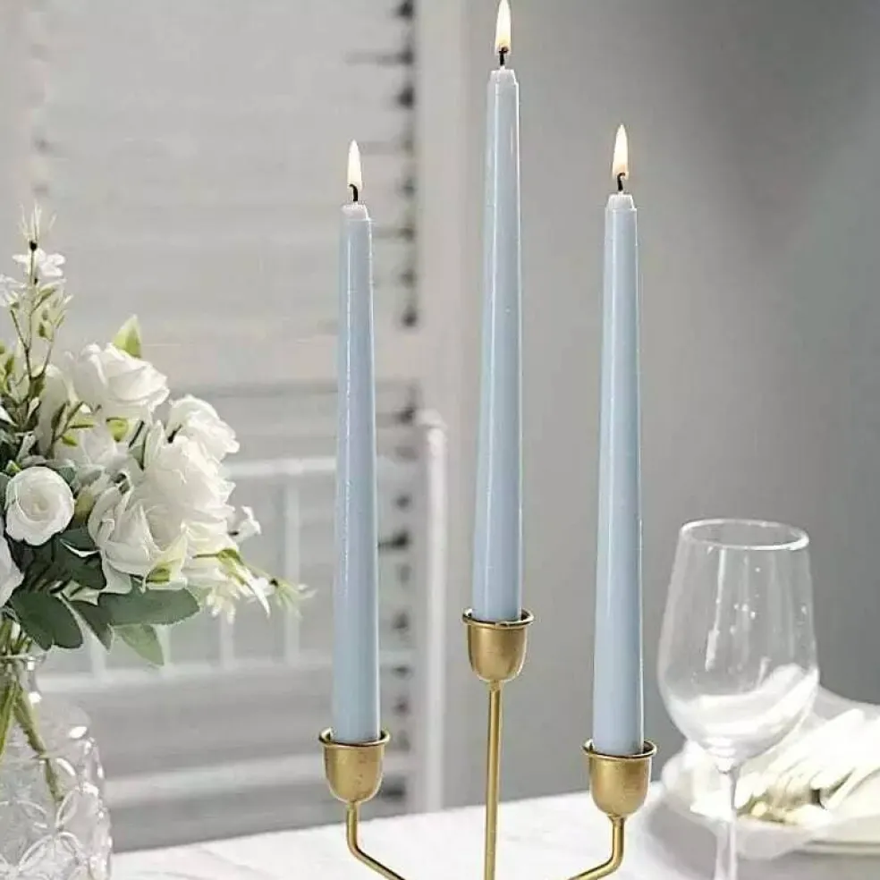 60 Dusty Blue Premium 10" Taper Candles Unscented