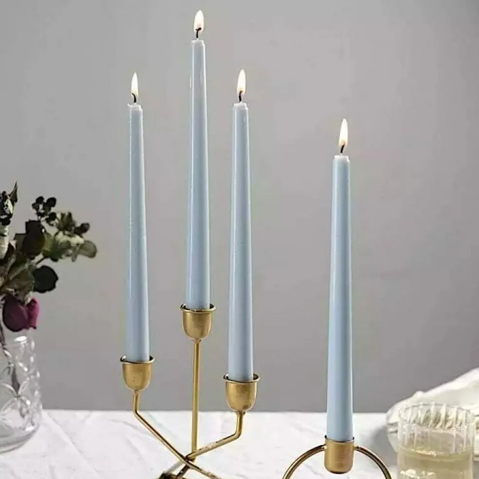 60 Dusty Blue Premium 10" Taper Candles Unscented