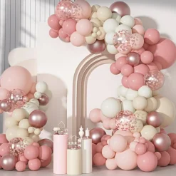 Dusty Pink Balloon Arch Garland Kit With Boho Latex Confetti Balloons For Baby Shower Birthday Party Decor