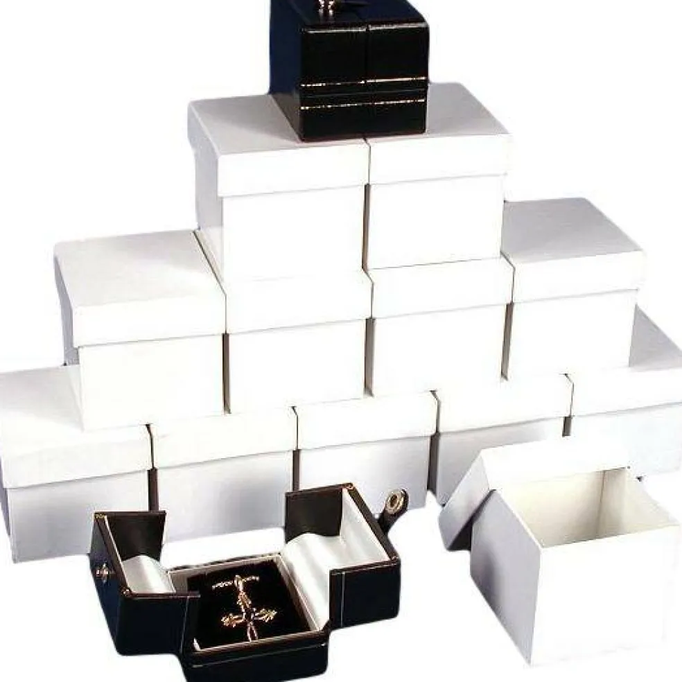 12 Earring Boxes Black & White Snap Lid Gift Display