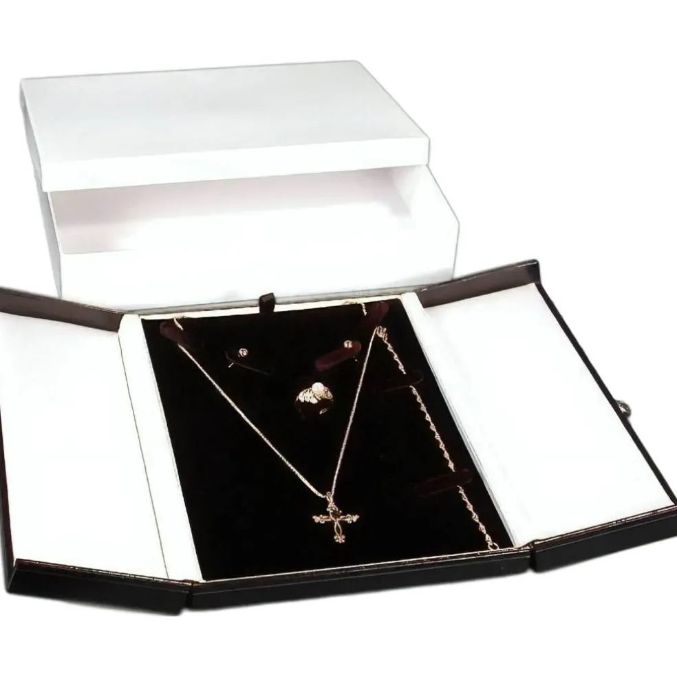 Earring Ring Necklace Combo Black & White Jewelry Box