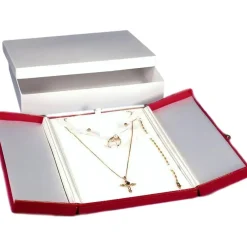 Earring Ring Red Leather Combo Jewelry Gift Box Display