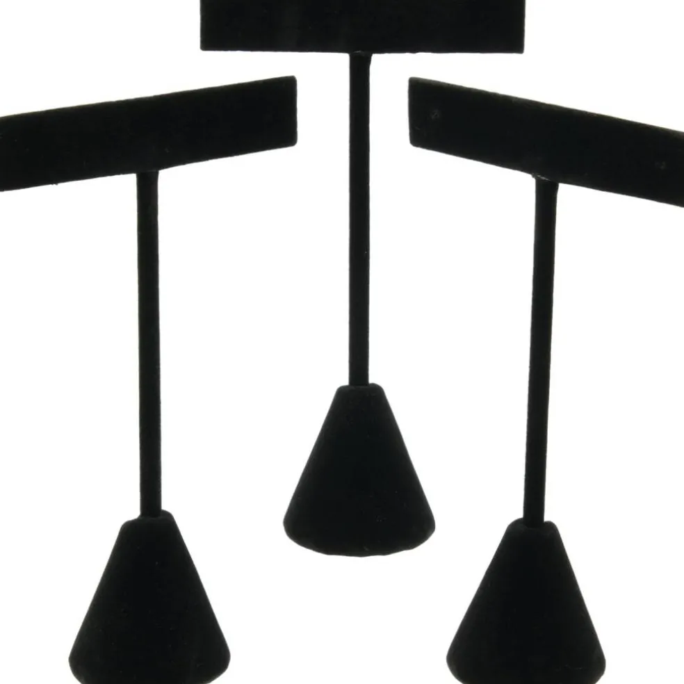 3 Earring T Stand Black Velvet Showcase Display 4.75"