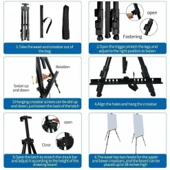 Easel Stand for Sign and Painting: Art Portable Adjustable Metal Tripod Easels for Display Height from 17 to 66 Inch -Canvas Stand for Table-Top/Floor Paint for Artists Adult Holder or Teen