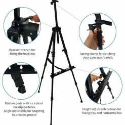 Easel Stand for Sign and Painting: Art Portable Adjustable Metal Tripod Easels for Display Height from 17 to 66 Inch -Canvas Stand for Table-Top/Floor Paint for Artists Adult Holder or Teen